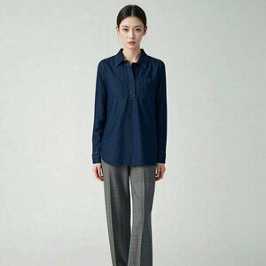 Liz Claiborne Blouse Women's Tunic Top – Dark Denim M Brand NWT